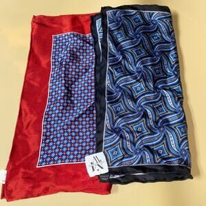 NWT New Men's Wearhouse Set Bundle of 2 100% Silk Pocket Square Handkerchief